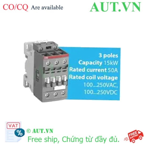 Ảnh của Khởi động từ ABB AF30-30-00-13 | 15kW - 50A - Cuộn dây AC/DC Đa Năng