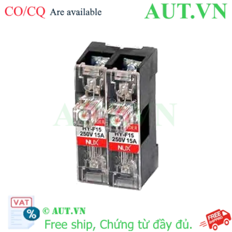 Ảnh của Đế Cầu Chì Hanyong Nux HY-F15-2A | 15A 250VAC | Có Đèn LED Báo Đứt | Lắp Ray DIN