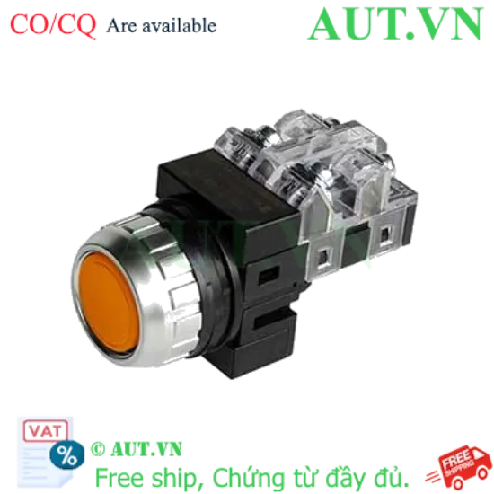 Ảnh của Công tắc nút nhấn Hanyoung Nux CRF-F25M1Y - Nút nhấn nhả Phi 25, 1NO+1NC, Màu vàng