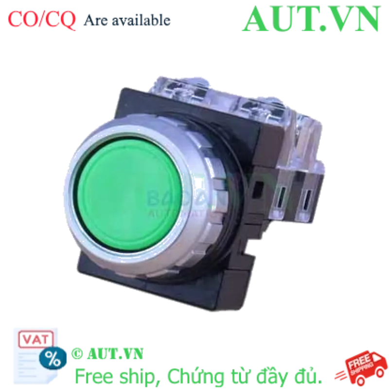 Ảnh của Công tắc nút nhấn Hanyoung Nux CRF-F25M1G - Màu Xanh Lá, 1NO+1NC, Nhấn Nhả