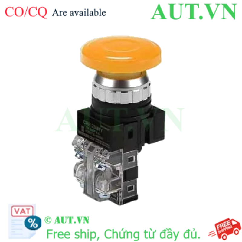 Ảnh của Nút Dừng Khẩn Cấp Hanyoung Nux CRE-25M1Y - Đầu Nấm Vàng, Phi 25, 1NO+1NC