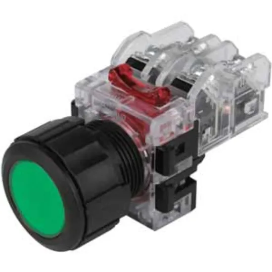Ảnh của Nút Nhấn Công Nghiệp Hanyoung Nux MRF-KM1G - Phi 25mm, Nhấn Nhả, 1NO+1NC, Xanh Lá