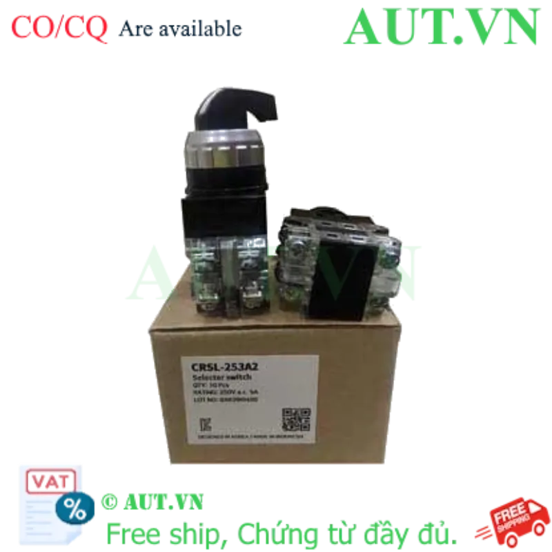 Ảnh của Công tắc xoay 3 vị trí Hanyoung CRSL-253A2 | Tự giữ, 2NO+2NC, Núm gạt dài Φ25mm