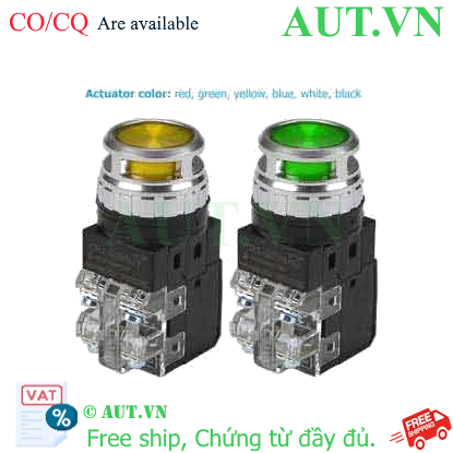 Nút Nhấn Hanyoung CRX-G25MDG Phi 25mm - Đèn LED Xanh, Tiếp Điểm 1NO+1NC, Nhấn Nhả Bền Bỉ