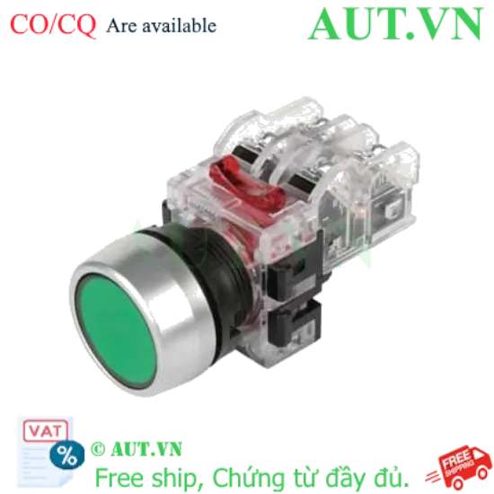 Ảnh của Nút Nhấn Hanyoung Nux MRF-RA1G Xanh Lá: Phi 22mm, Nhấn Giữ (Maintained), 1NO+1NC, Bezel Kim Loại Siêu Bền