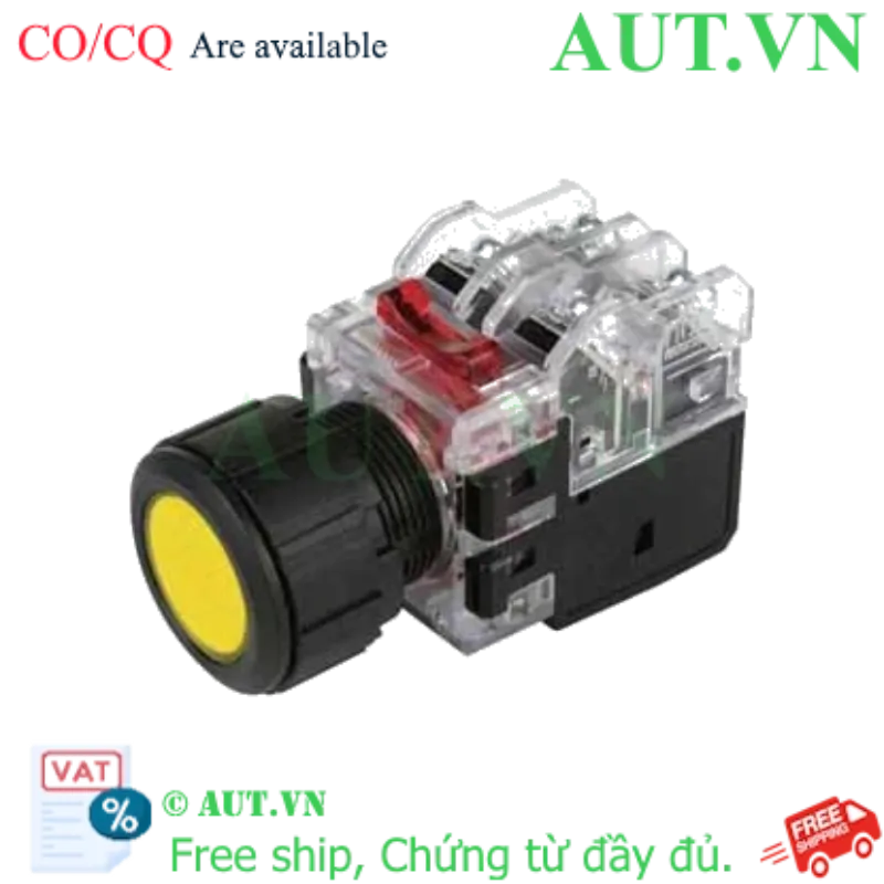 Ảnh của Nút Nhấn Hanyoung Nux MRX-KA1D0Y Vàng - LED 24V, 1NO+1NC, Phi 25mm