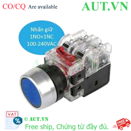 Ảnh của Công tắc nút nhấn có đèn Hanyoung Nux MRX-RA1A0A - Nhấn giữ, 1NO+1NC, Xanh
