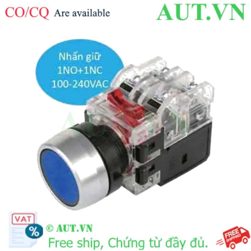 Ảnh của Nút Nhấn Có Đèn Hanyoung Nux MRX-RA1A0A | Nhấn Giữ, 1NO+1NC, LED Xanh (Ø22.5mm)