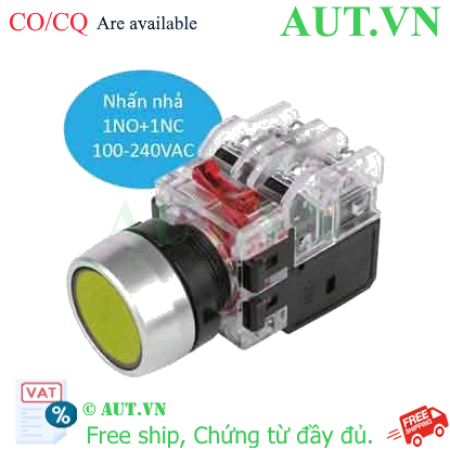 Ảnh của Công tắc nhấn Hanyong Nux MRX-RM1A0Y Phi 22mm, Đèn Vàng 220V - Bền bỉ, IP65, Chính hãng