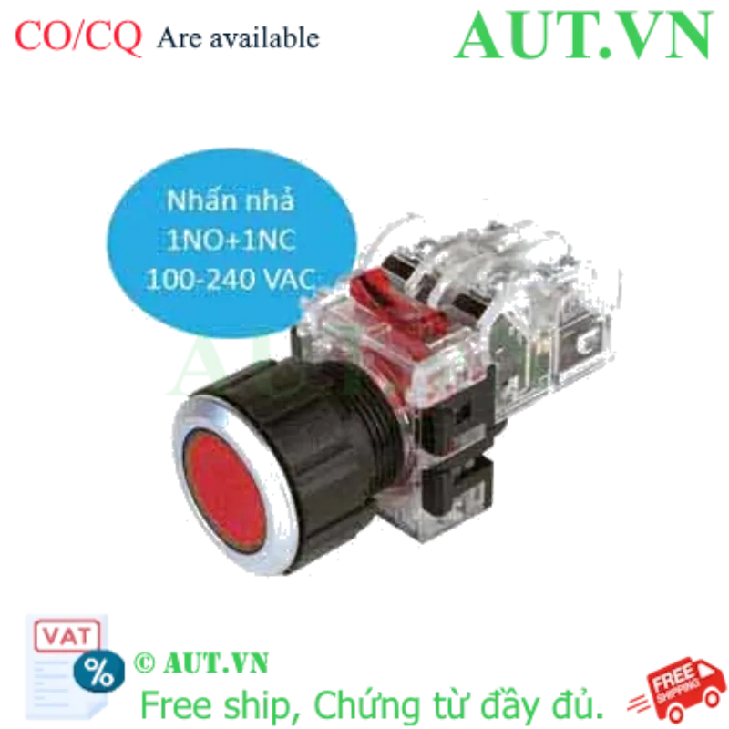 Ảnh của Nút Nhấn Có Đèn Hanyoung MRX-NM1A0R Đỏ | Ø25.5mm, 1NO+1NC, LED 100-240VAC