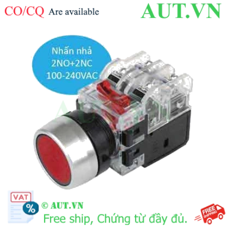 Ảnh của Công tắc nút nhấn Hanyoung Nux MRX-RM2A0R | Phi 22mm, LED 240VAC, 2NO+2NC
