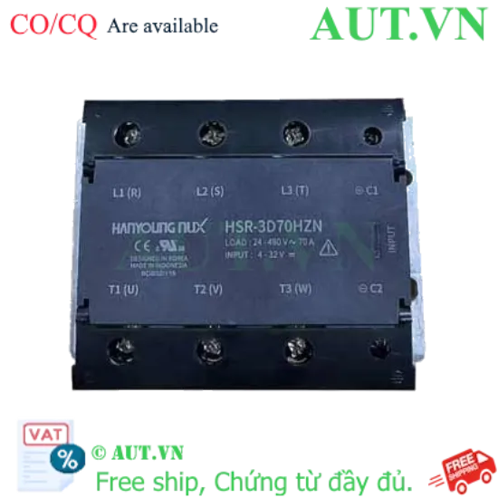 Ảnh của Relay Bán Dẫn 3 Pha Hanyoung Nux HSR-3D70HZN | 70A, 480VAC, Zero-Cross