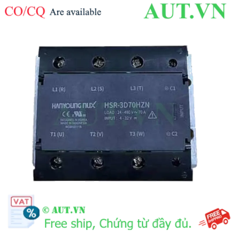 Ảnh của Relay Bán Dẫn 3 Pha Hanyoung Nux HSR-3D70HZN | 70A, 480VAC, Zero-Cross