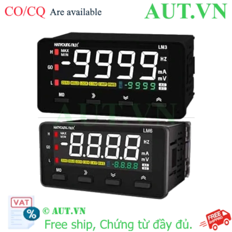 Ảnh của Đồng hồ đo dòng AC Hanyong Nux LM3-4AA-3R-A | Chuẩn IP66, Đo RMS, 3 Ngõ Ra Cảnh Báo