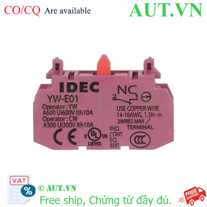 Ảnh của Tiếp điểm phụ IDEC YW-E01, SPST (1NC), đỏ, có sẵn