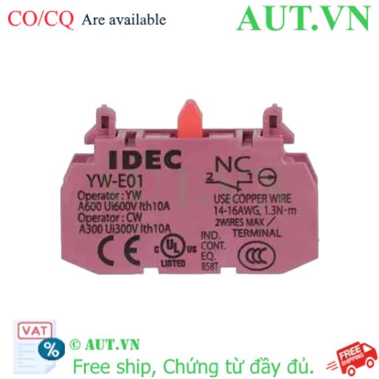 Ảnh của Tiếp điểm phụ IDEC YW-E01, SPST (1NC), đỏ, có sẵn