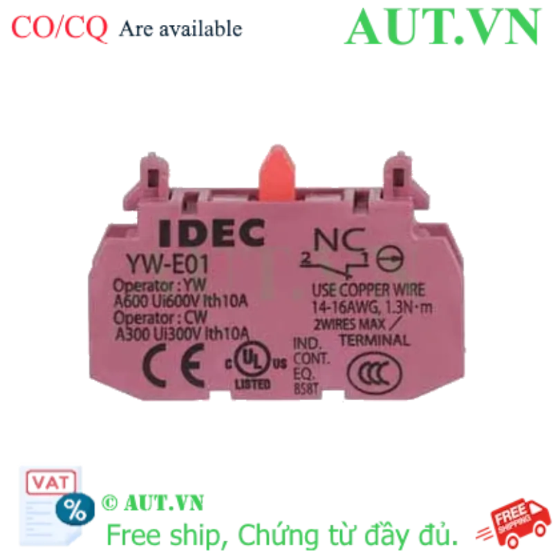 Ảnh của Tiếp điểm phụ IDEC YW-E01, SPST (1NC), đỏ, có sẵn