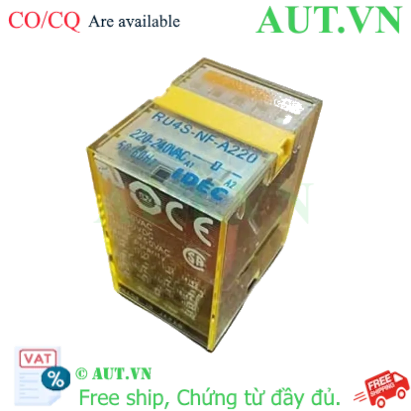 Ảnh của Rơ le trung gian IDEC RU4S-NF-A220 | 4PDT, 220VAC, Tiếp điểm mạ vàng cao cấp