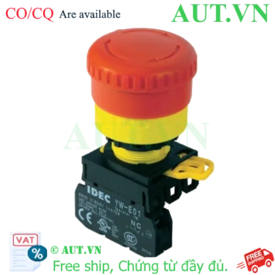 Ảnh của Nút Dừng Khẩn Cấp IDEC YW1B-V4E01R Phi 22mm, 1NC, Xoay Nhả - An Toàn Tuyệt Đối