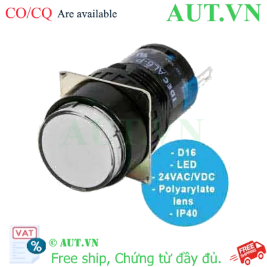 Ảnh của Đèn Báo Tròn IDEC AL6M-P4JW: LED Trắng, Ø16mm, 24V AC/DC - Chính Hãng AUT VN
