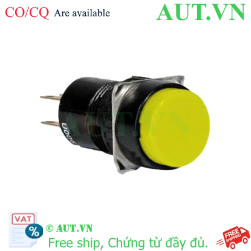 Ảnh của Nút Nhấn Nhả IDEC AB6M-M1YC Phi 16mm | 1NO+1NC, Tiếp Điểm Mạ Vàng, Chuẩn Nhật