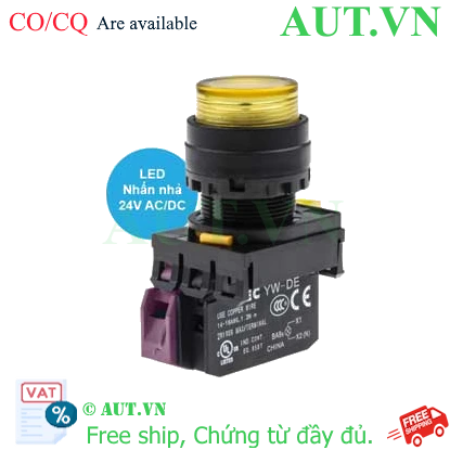 Ảnh của Nút nhấn có đèn IDEC YW1L-M2E01Q4Y 24V màu Vàng, Phi 22mm