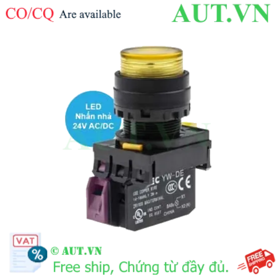 Ảnh của Nút Nhấn Có Đèn IDEC YW1L-M2E01Q4Y: 24V, Phi 22mm, 1NC - IP65 Chống Nước Siêu Bền