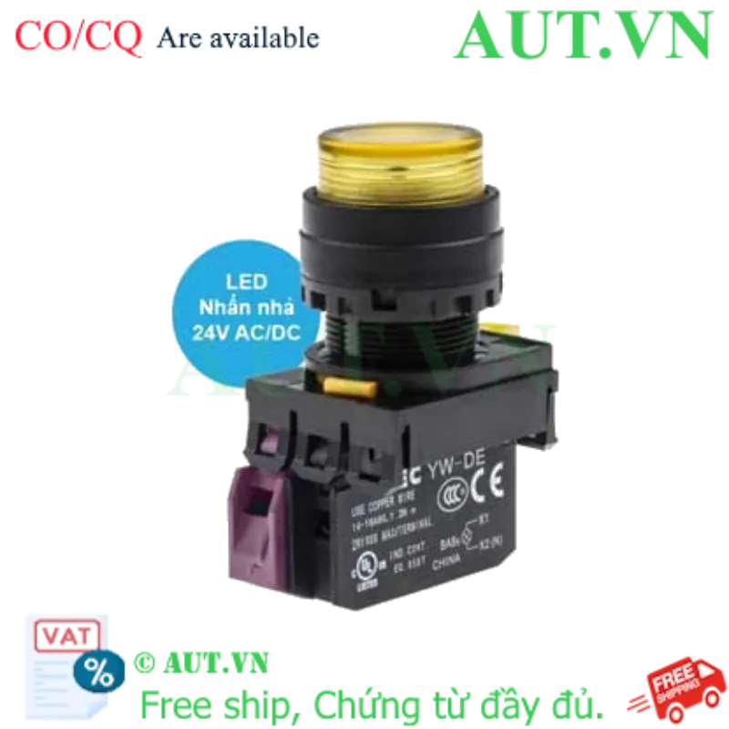 Ảnh của Nút Nhấn Có Đèn IDEC YW1L-M2E01Q4Y | 24V, 1NC, Phi 22mm - Chống Nước IP65
