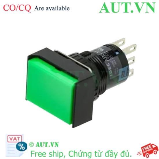 Ảnh của Nút Nhấn Nhả IDEC AB6Q-M1G Phi 16mm: Mặt Vuông Xanh Lá, IP65, Siêu Bền - AUT VN