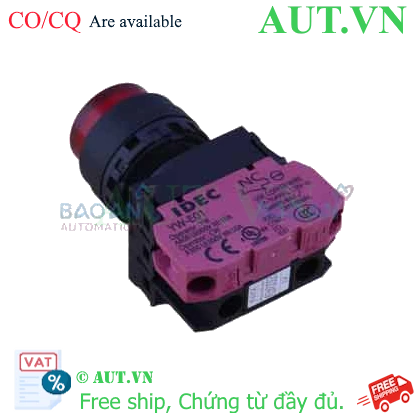 Ảnh của YW1L-M2E01QM3R | Nút nhấn nhả có đèn IDEC màu đỏ D22