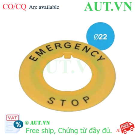 Ảnh của Tem mác nút dừng khẩn cấp IDEC HWAV-27-Y Ø22 Vàng Chính hãng