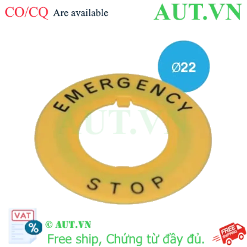 Ảnh của Tem Mác Nút Dừng Khẩn Cấp IDEC HWAV-27-Y Ø22 - Nhựa PA Cao Cấp, Chuẩn ISO