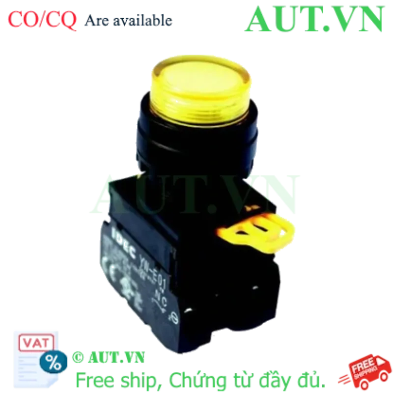 Ảnh của Nút Nhấn Có Đèn IDEC YW1L-M2E10Q4Y - 24V, Phi 22mm, 1NO, Màu Vàng (IP65)