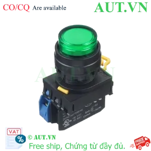Ảnh của Nút Nhấn Nhả Có Đèn IDEC YW1L-M2E10Q4G | 24V, 1NO, Xanh Lá | Ø22mm IP65