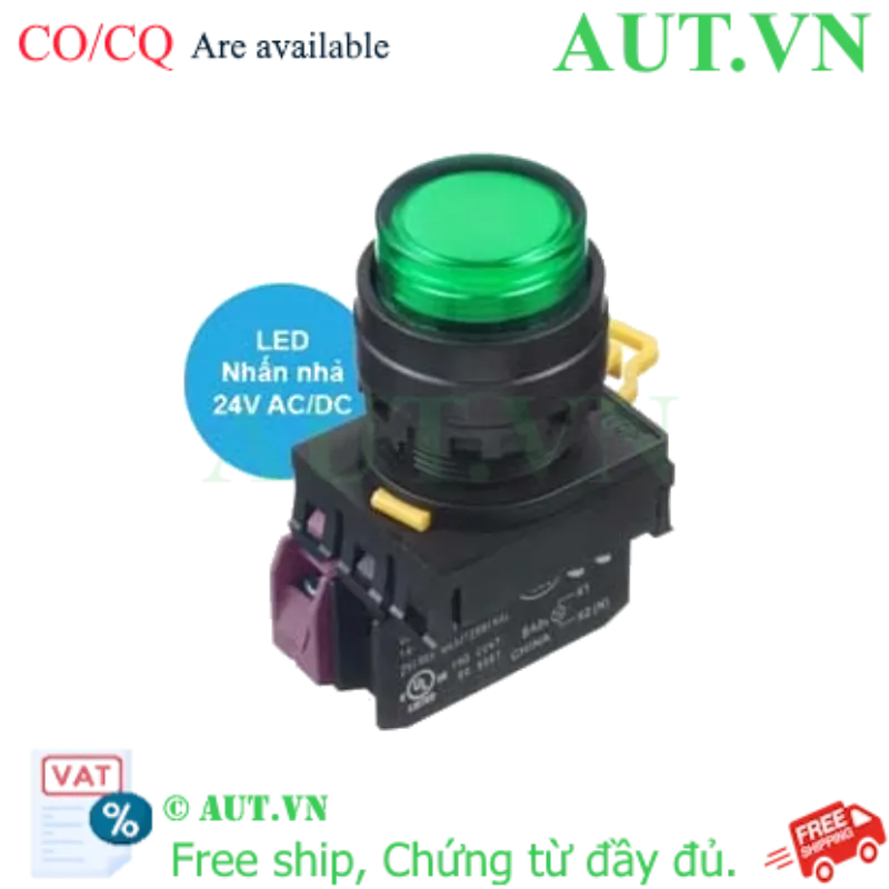 Ảnh của Nút Nhấn Có Đèn IDEC YW1L-M2E01Q4G | 24V, 1NC, Đèn Xanh | IP65 Siêu Bền