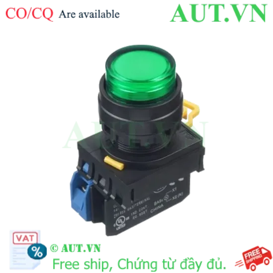 Ảnh của Nút Nhấn Có Đèn IDEC YW1L-M2E10QM3G Phi 22mm 230V Xanh Lá - Chính Hãng, Chuẩn IP65, Tiếp Điểm 1NO