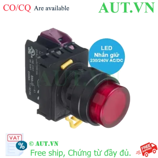 Ảnh của Nút Nhấn Có Đèn IDEC YW1L-A2E01QM3R - Đỏ, 1NC, Nhấn Giữ, 240VAC