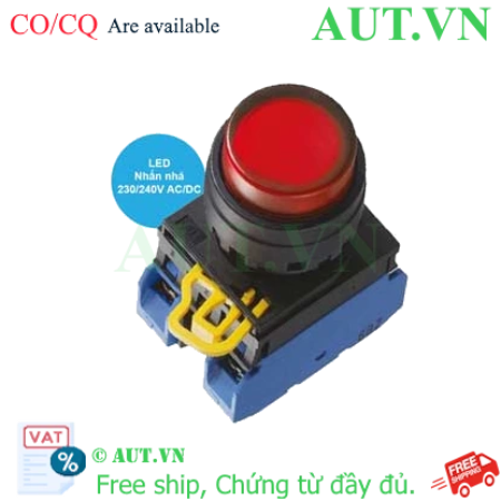 Ảnh của Công tắc nhấn nhả IDEC YW1L-M2E20QM3R Màu Đỏ: Đèn LED 230V, Tiếp điểm 2NO, Chuẩn D22 IP65