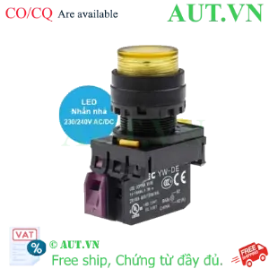 Ảnh của Nút Nhấn Nhả Có Đèn IDEC YW1L-M2E01QM3Y | 220VAC, 1NC, Phi 22mm (Vàng)