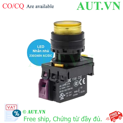 Ảnh của Nút nhấn nhả có đèn IDEC YW1L-M2E01QM3Y 220VAC D22 1NC (Vàng)