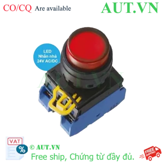 Ảnh của Nút Nhấn Có Đèn IDEC YW1L-M2E20Q4R | 2NO, 24VAC/VDC, Đỏ (Phi 22) - Siêu Bền