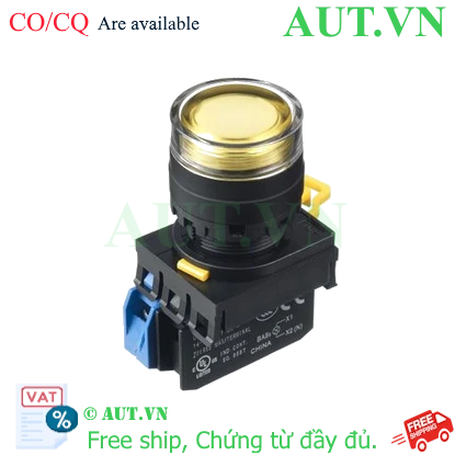 Ảnh của Nút nhấn có đèn Ø22 YW1L-MF2E10Q4Y IDEC 1NO, nhấn nhả, màu vàng