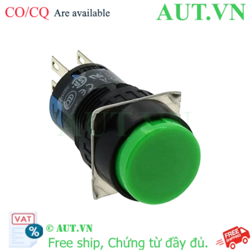 Ảnh của Nút Nhấn Nhả IDEC AL6M-M24G Phi 16mm 24V Xanh Lá - Có Đèn LED, Chống Nước IP65, Siêu Bền