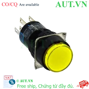 Ảnh của Nút Nhấn Đèn LED IDEC AL6M-M24YC Phi 16mm, 24V, 2NO+2NC, Nhấn Nhả (Màu Vàng)
