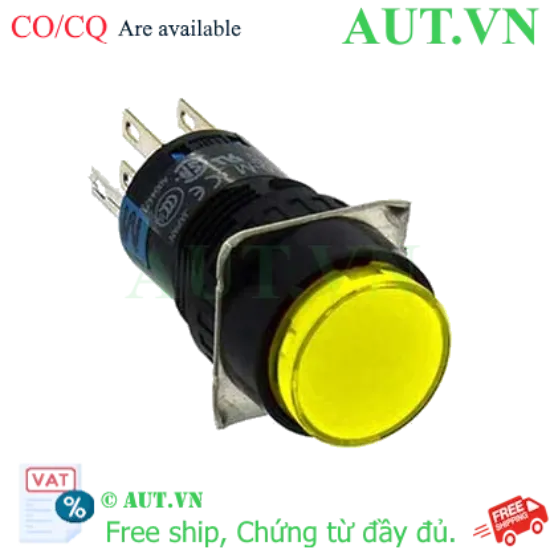Ảnh của Nút nhấn IDEC AL6M-M24YC Phi 16mm - LED Vàng 24V, Tiếp điểm 2NO+2NC, Chính hãng Nhật Bản