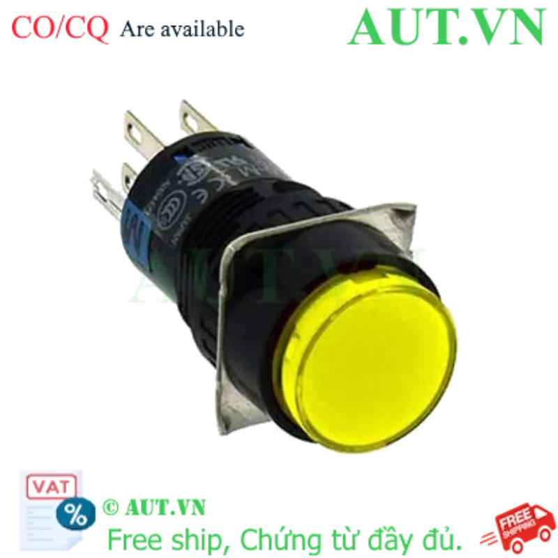 Ảnh của Nút Nhấn Đèn LED IDEC AL6M-M24YC Phi 16mm, 24V, 2NO+2NC, Nhấn Nhả (Màu Vàng)