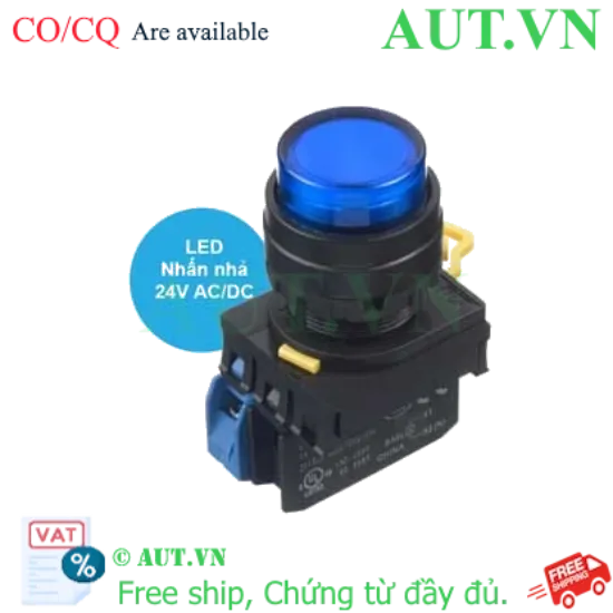 Ảnh của Nút Nhấn Có Đèn IDEC YW1L-M2E10Q4S - D22, 1NO, Xanh Da Trời (24V) - Chính Hãng AUT VN