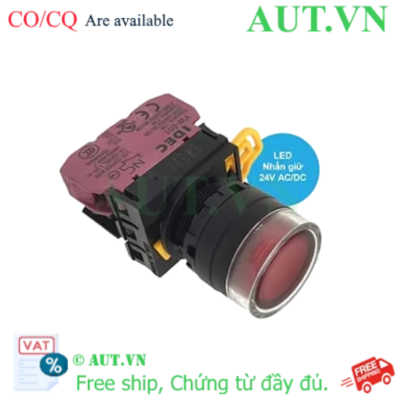 Ảnh của Nút Nhấn Giữ Có Đèn IDEC YW1L-AF2E01Q4R - Đỏ, 24V AC/DC, 1NC, Ø22mm