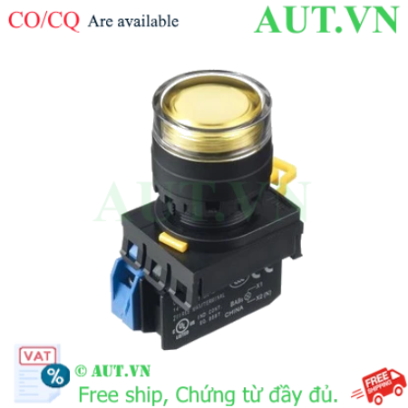 Ảnh của Nút Nhấn Có Đèn IDEC YW1L-MF2E11QM3Y | Phi 22mm, Nhấn Nhả, 1NO+1NC Vàng 230VAC