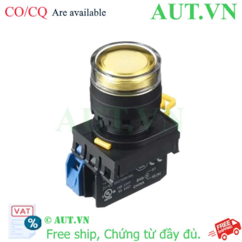 Ảnh của Nút Nhấn Có Đèn IDEC YW1L-MF2E11QM3Y | Phi 22mm, 1NO+1NC, Vàng (230VAC)